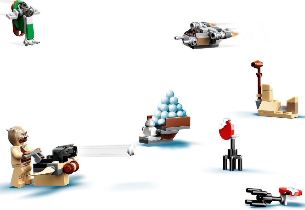 another iamge showing the builds in action in the lego star wars 2021 advent calendar