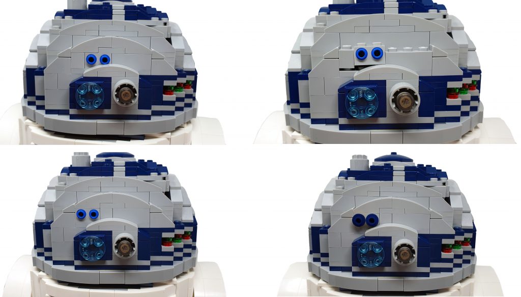 step by step guide on how to fix the blue pins at the back of the lego r2d2 set