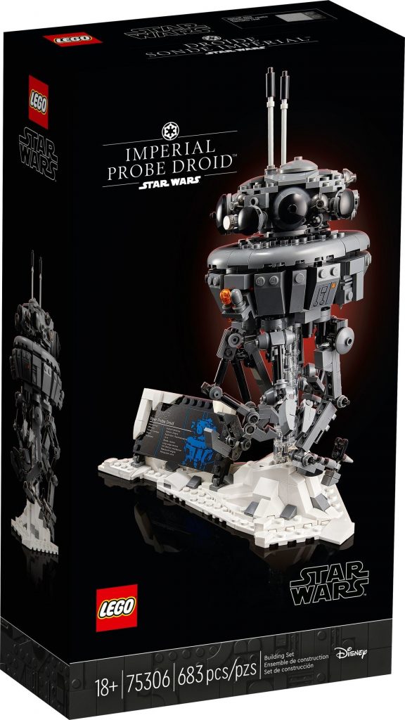 official boxart for the imperial probe droid lego set