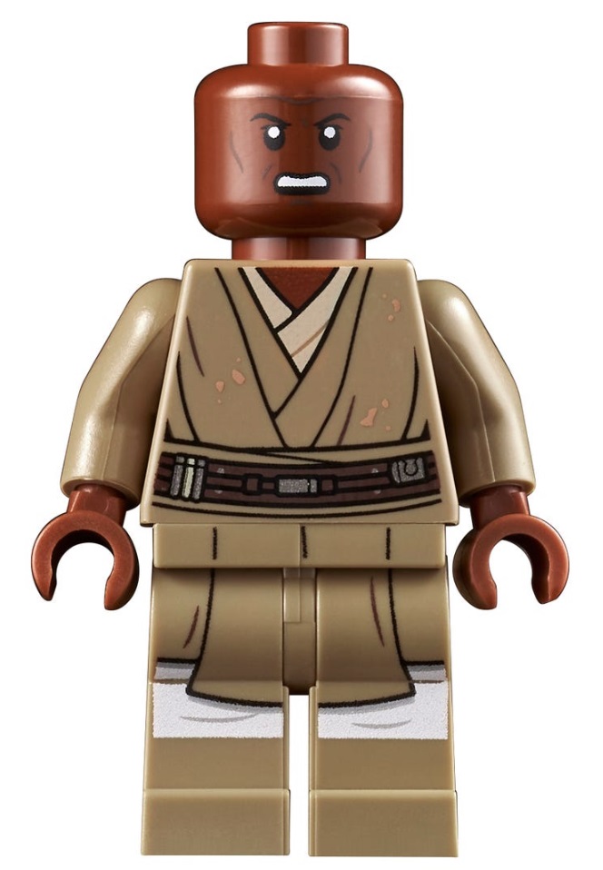 official image of the mace windu minifigure that comes with the ucs republic gunship set