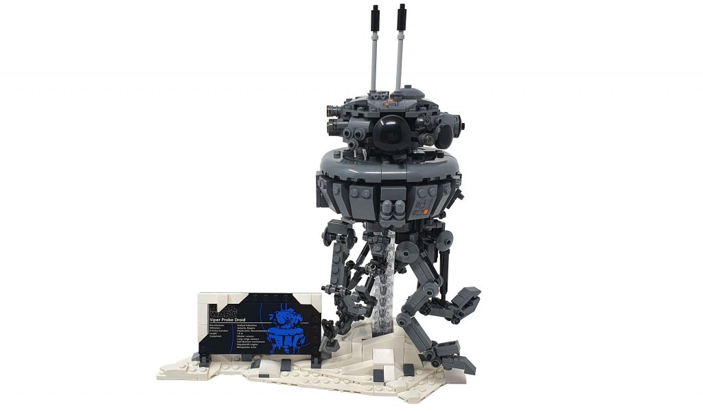 image showing the lego imperial probe droid set in all its glory