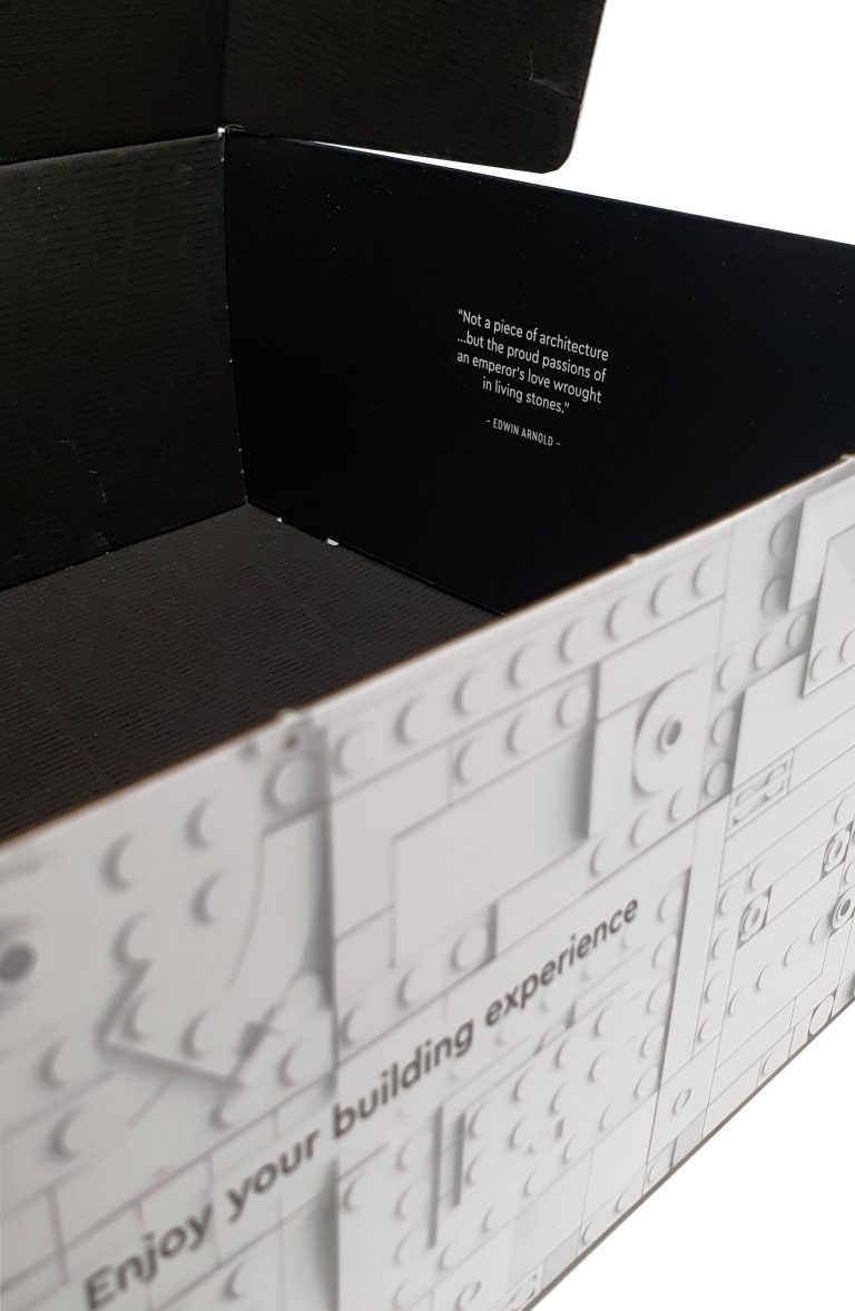 image showing the inside quote on the box of the lego architecture taj mahal set